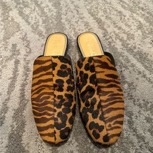 Splendid Mules real calf hair half zebra and leopard